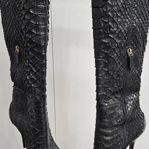 Original Gucci python over-the-knee stretch boots BLACK - Picture 4 of 16